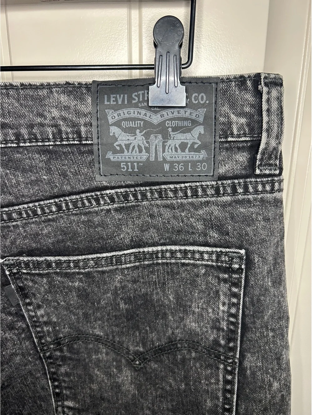 Levi’s 511 36x30 black acid wash denim jeans